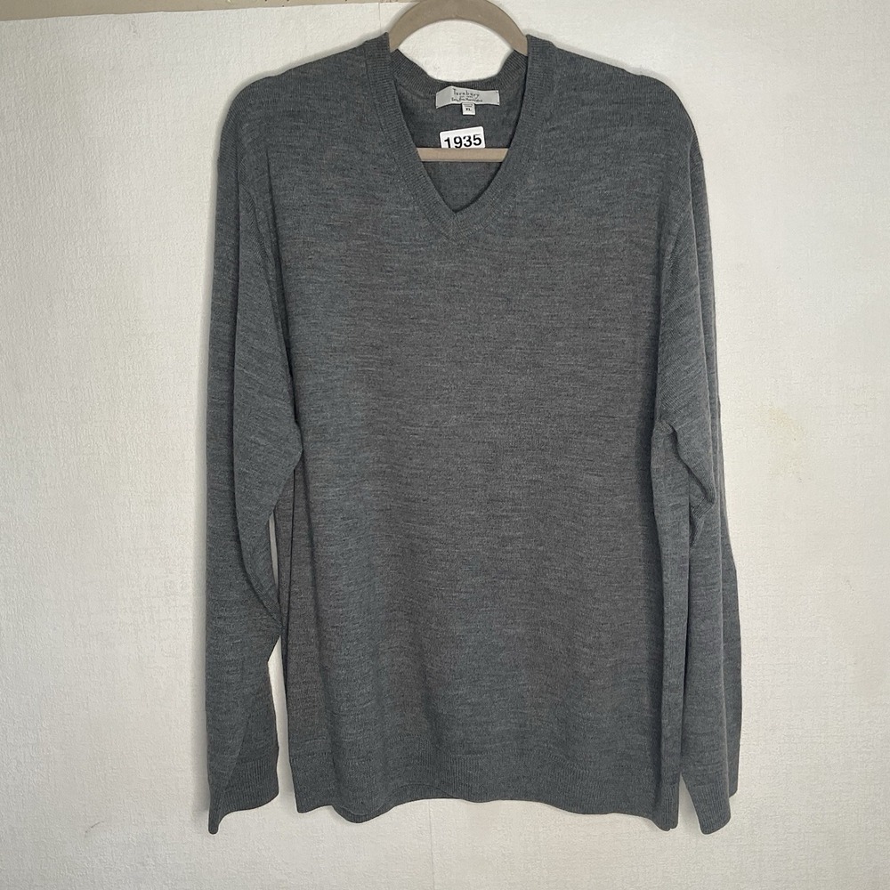 Turnbury Sweater Men Size XL Gray Extra Fine Merino Wool Casual Preppy‎ Neutral